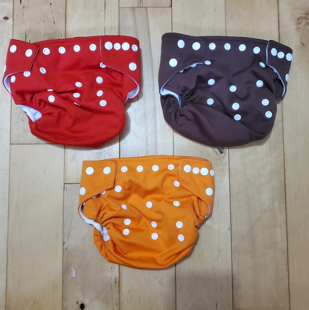 Lot Of 3 Kids Cloth Diapers Adjustable Size Tender Tushies Brand